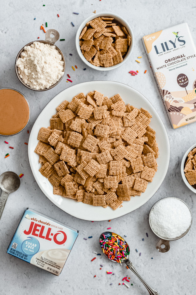 SugarFree Birthday Cake Puppy Chow (Muddy Buddies)
